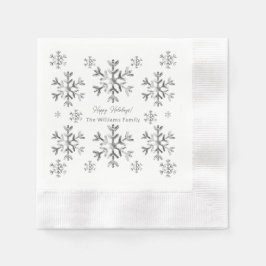 Guardanapo De Papel Natal das Cinzas elegantes Faux Silver Snowflakes