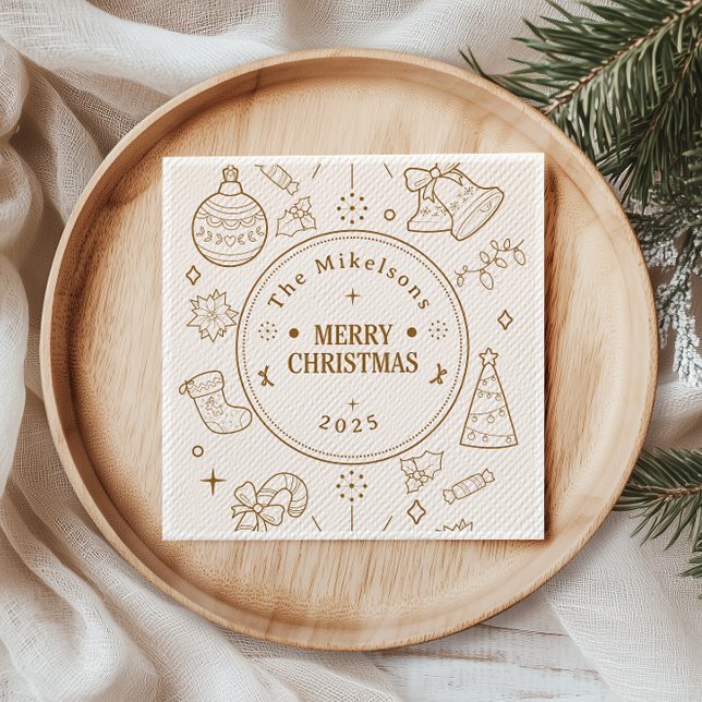 Guardanapo De Papel Natal de Arte Dourada Elegante (Criador carregado)