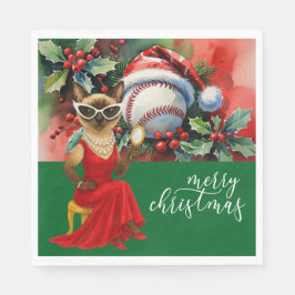 Guardanapo De Papel Natal de baseball temático para os amantes de gato
