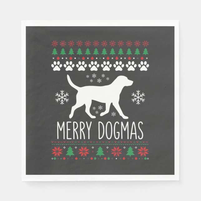 Guardanapo De Papel Natal de Cachorro Vetor de Dogmas Alegres (Frente)