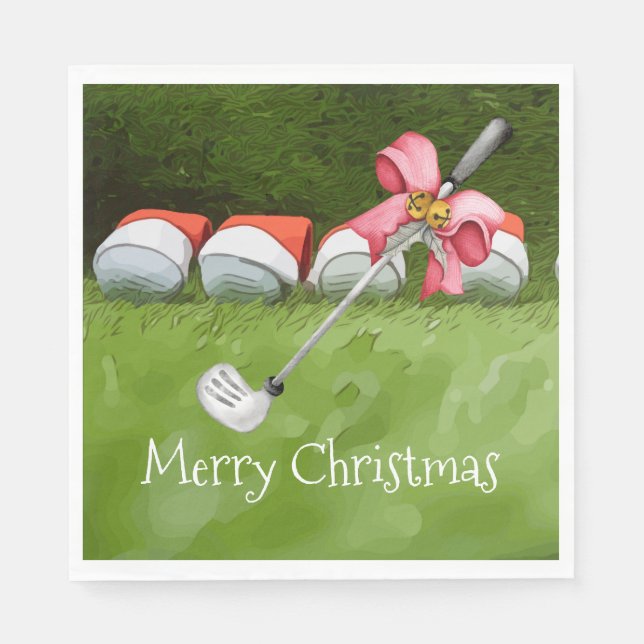 Guardanapo De Papel Natal de ferro com golfe com muito golfista de bol (Frente)