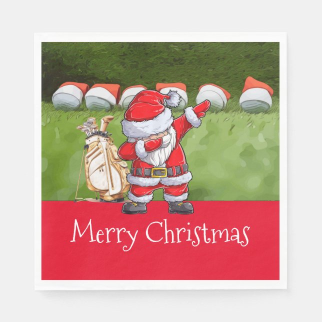 Guardanapo De Papel Natal de Golfe com Papai Noel (Frente)