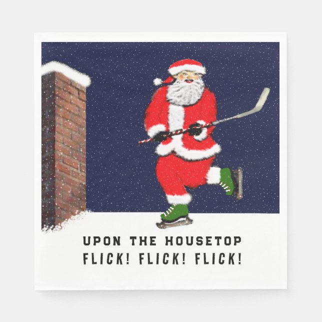 Guardanapo De Papel Natal de Hockey Engraçado (Frente)