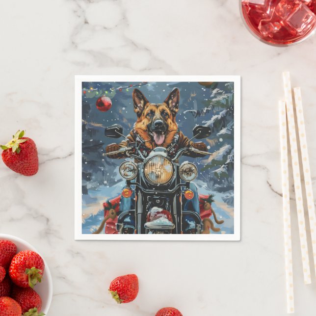 Guardanapo De Papel Natal de Motocicleta german shepherd (Insitu)