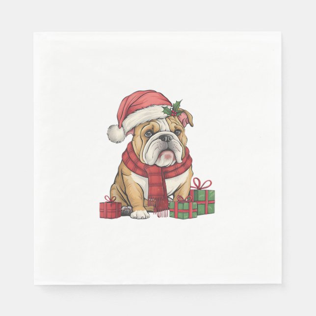 Guardanapo De Papel Natal de Santa Hat em Inglês (Frente)