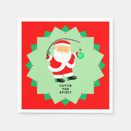 Guardanapo De Papel Natal Divertido Férias Papai Noel Pescando