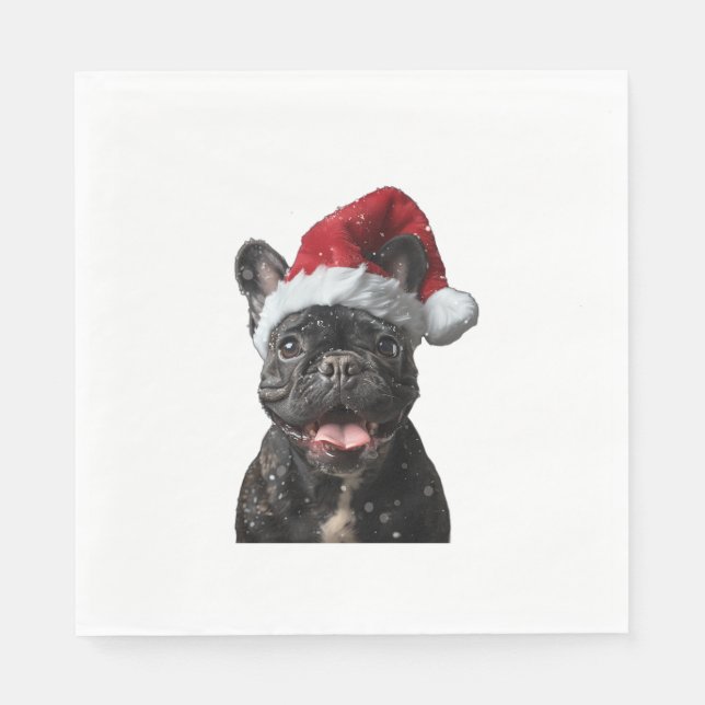 Guardanapo De Papel Natal do Buldogue Francês (Frente)
