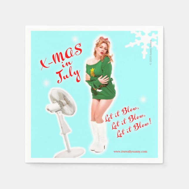 Guardanapo De Papel Natal do Estilo Retro em julho. (Frente)