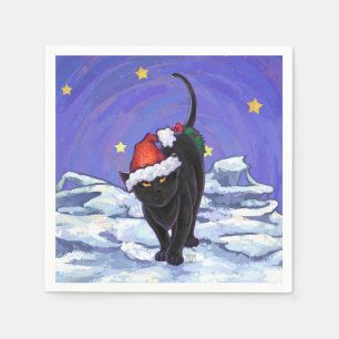 Guardanapo De Papel Natal do gato preto de noite estrelado