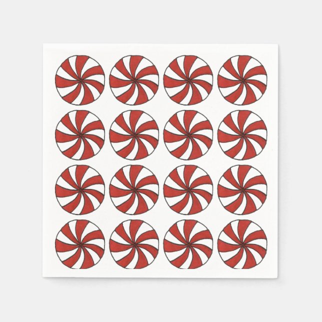 Guardanapo De Papel Natal do Peppermint Swirl Candy Holiday Mint (Frente)