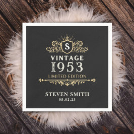 Guardanapo De Papel Natal Dourado Ano Personalizado 1953, 70, Aniversá