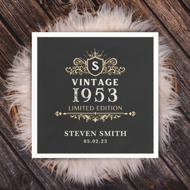 Guardanapo De Papel Natal Dourado Ano Personalizado 1953, 70, Aniversá (Criador carregado)