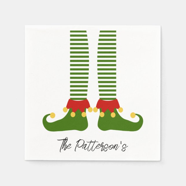 Guardanapo De Papel Natal Elf Feriado Alegria Festiva (Frente)