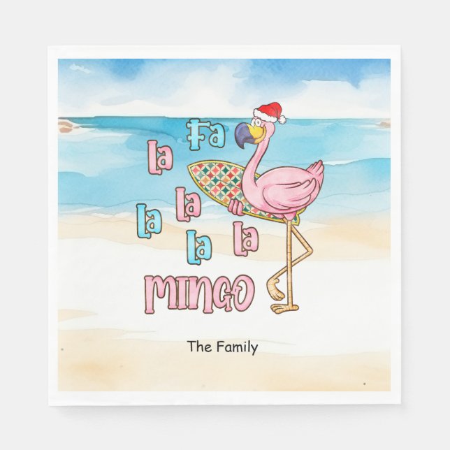 Guardanapo De Papel Natal em julho com SANTA CLAUS Flamingo (Frente)