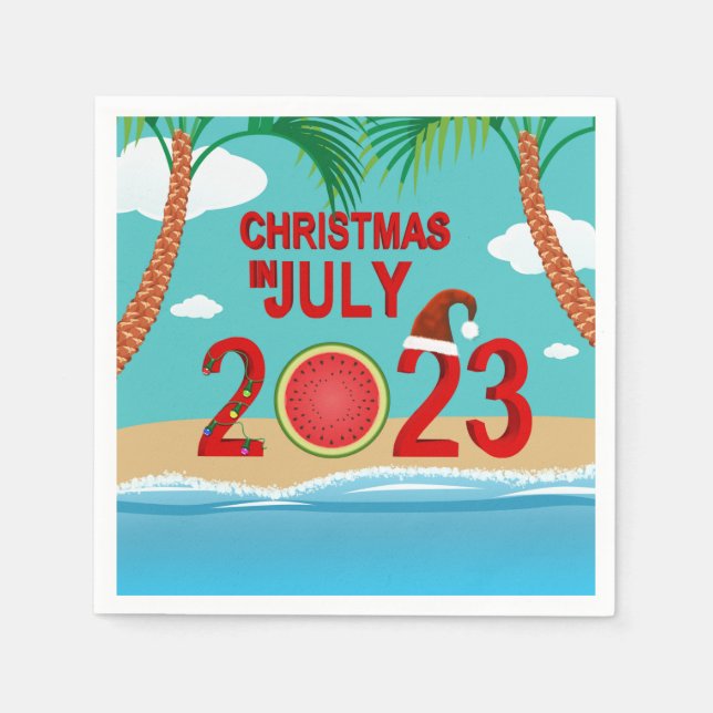 Guardanapo De Papel Natal em julho de 2023 Watermelon Beach (Frente)