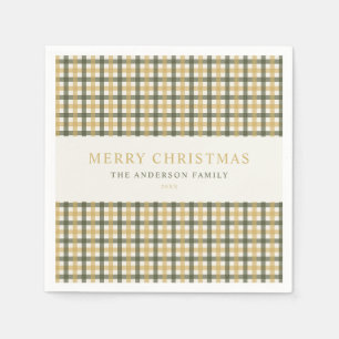Guardanapo De Papel Natal em Xadrez Amarelo e Verde