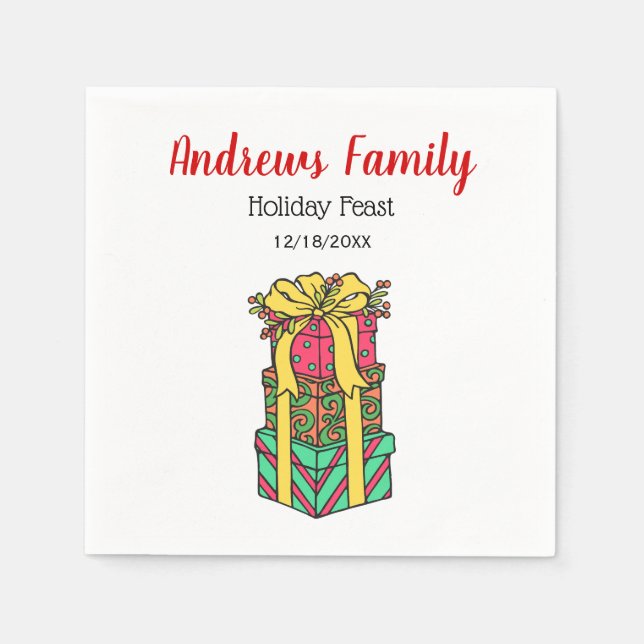 Guardanapo De Papel Natal Empilhado Apresenta Natal Empilhado (Frente)