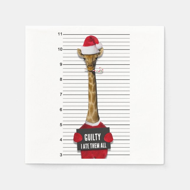 Guardanapo De Papel Natal Engraçado Mugshot Guilty Giraffe (Frente)