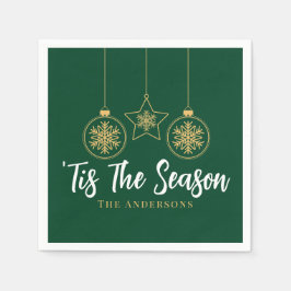 Guardanapo De Papel Natal 'Esta É A Época Verde, Dourada Família Branc