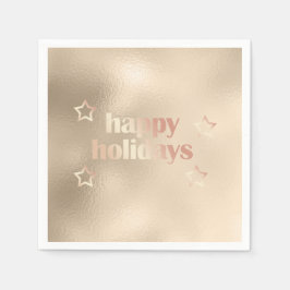 Guardanapo De Papel Natal feliz com rosa de cobre elegante