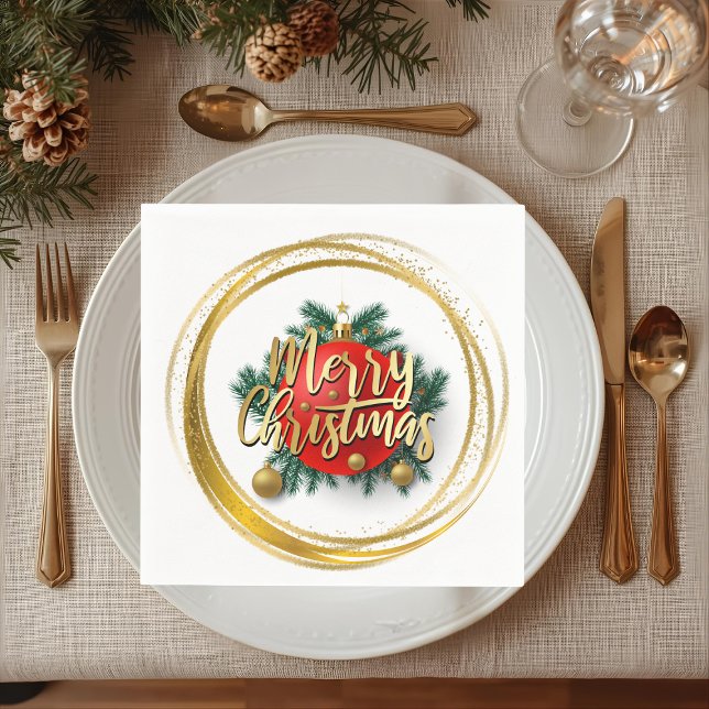 Guardanapo de papel Natal Feliz Dourado (Criador carregado)