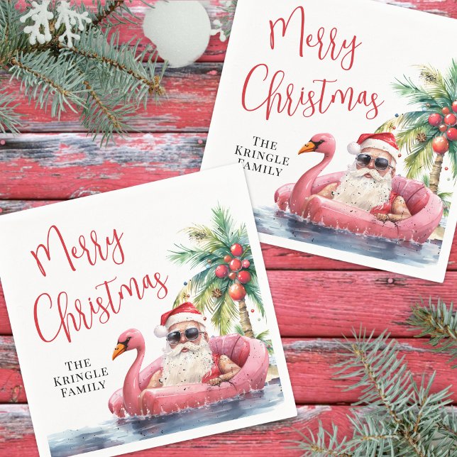 Guardanapo De Papel Natal Feliz na Praia (Tropical Beach Merry Christmas Napkins)