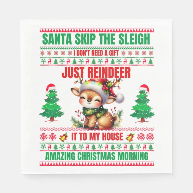 Guardanapo De Papel Natal Feliz Natal Para O Gift Reindeer (Frente)