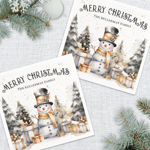 Guardanapo De Papel Natal Festivo Branco Negro Feliz Natal