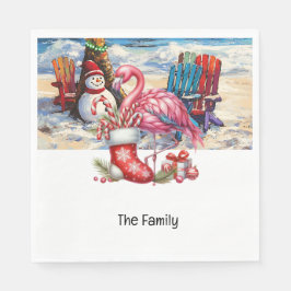 Guardanapo De Papel Natal Flamingo em julho na praia