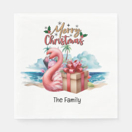 Guardanapo De Papel Natal Flamingo em julho na praia