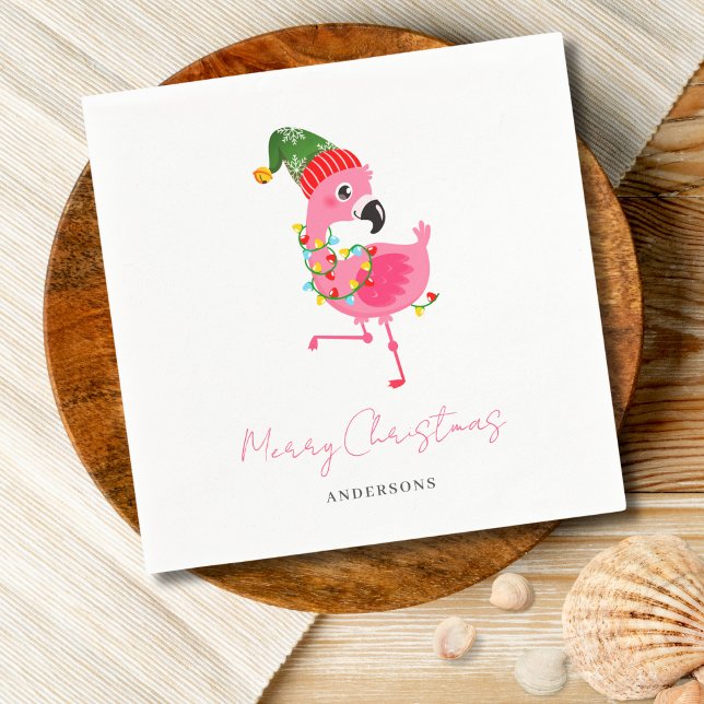 Guardanapo De Papel Natal Flamingo Rosa Moderno (Criador carregado)