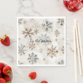 Guardanapo De Papel Natal Flocos de Neve Azul Creme