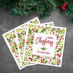 Guardanapo De Papel Natal Greenery Berries Feriado
