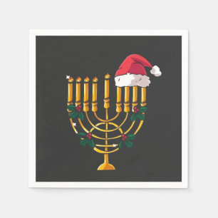 Guardanapo De Papel Natal Hanukkah Judaico Papai Noel Menorá