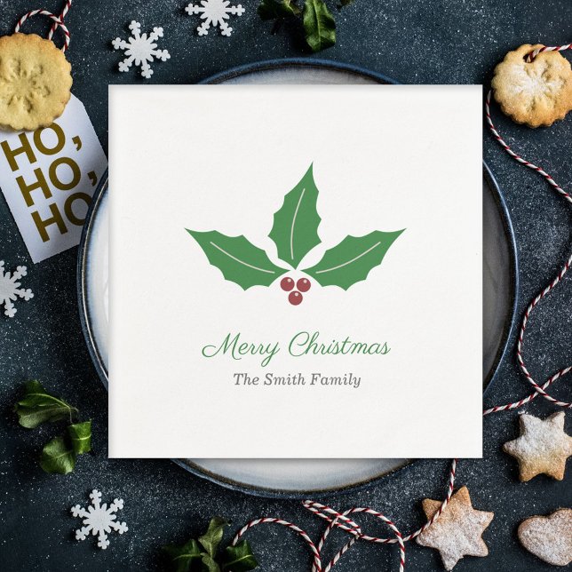 Guardanapo De Papel Natal Holly (Christmas Holly Napkins)