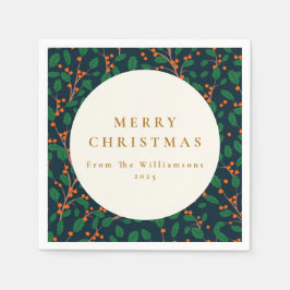 Guardanapo De Papel Natal Holly Botanical Greenerescer Personalizado D