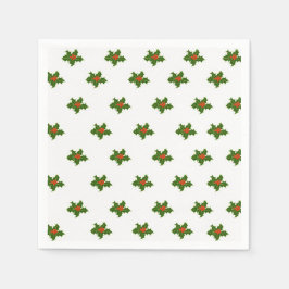Guardanapo De Papel Natal Holly Pattern Red Berries Folhas Verdes