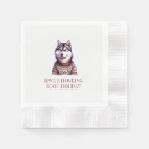 Natal Husky Uivando Bom Feriado Personalizado