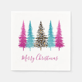 Guardanapo De Papel Natal impresso para animais de turquesa rosa moder