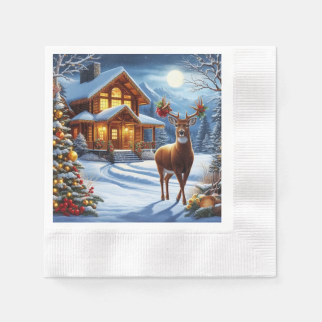 Guardanapo De Papel Natal/Inverno Deer Lodge (Frente)