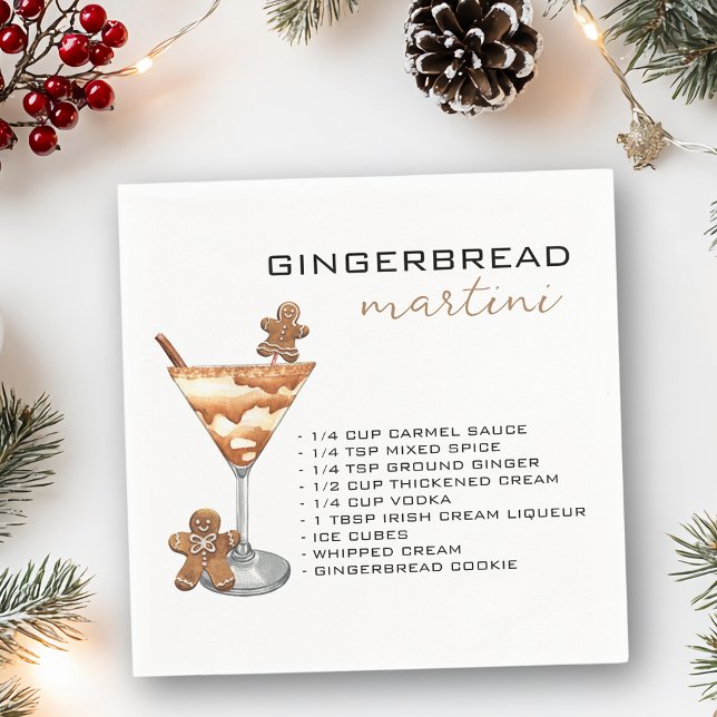 Guardanapo De Papel Natal Martini Cocktail Receita Gingerpão (Criador carregado)