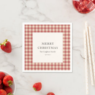 Guardanapo De Papel Natal Moderno Rustic Red Gingham