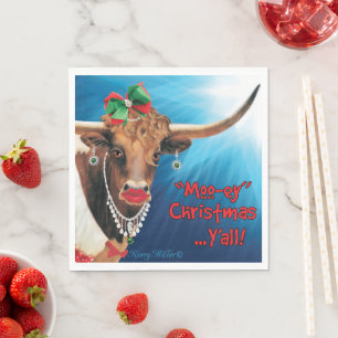 Guardanapo De Papel "Natal MOO-ey, Vaca Longhorn