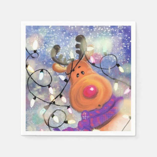 Guardanapo De Papel Natal Napkins com Happy Reindeer (Frente)