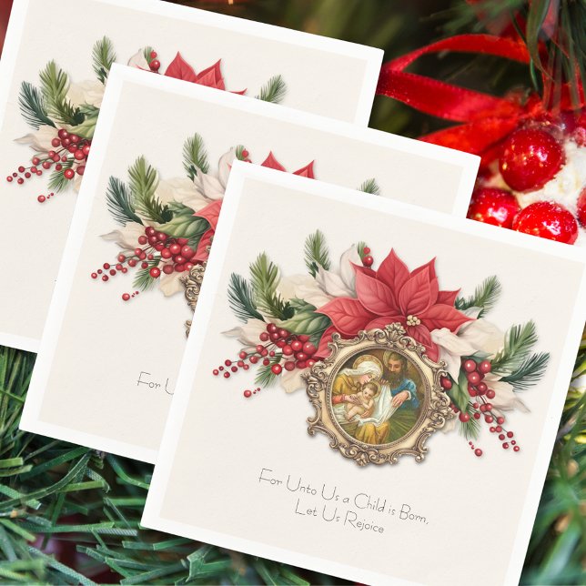 Guardanapo De Papel Natal Napkins: Natividade de Jesus Poinsettias (Criador carregado)