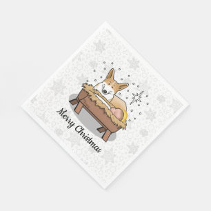 Guardanapo De Papel Natal Natividade Pembroke Welsh Corgi (vermelho1)