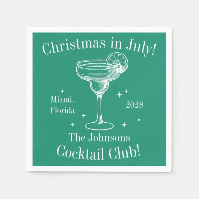 Guardanapo De Papel Natal no Cocktail Party Green em julho (Frente)