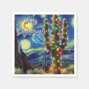 Guardanapo De Papel Natal no Desert Saguaro Cactus Magnet