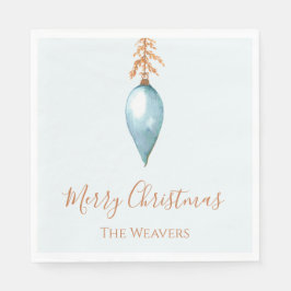 Guardanapo De Papel Natal Personalizado de Cor Azul Única Elegante