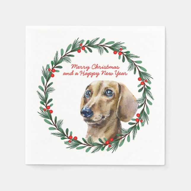 Guardanapo De Papel Natal Personalizado do Feriado de Dachshund (Frente)